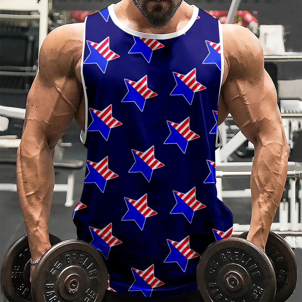 4th of July Graphic Gym Workout Tank Top Red Blue Stars Eagle USA Flag Tank Top Sleeveless Shirts(H389,100)