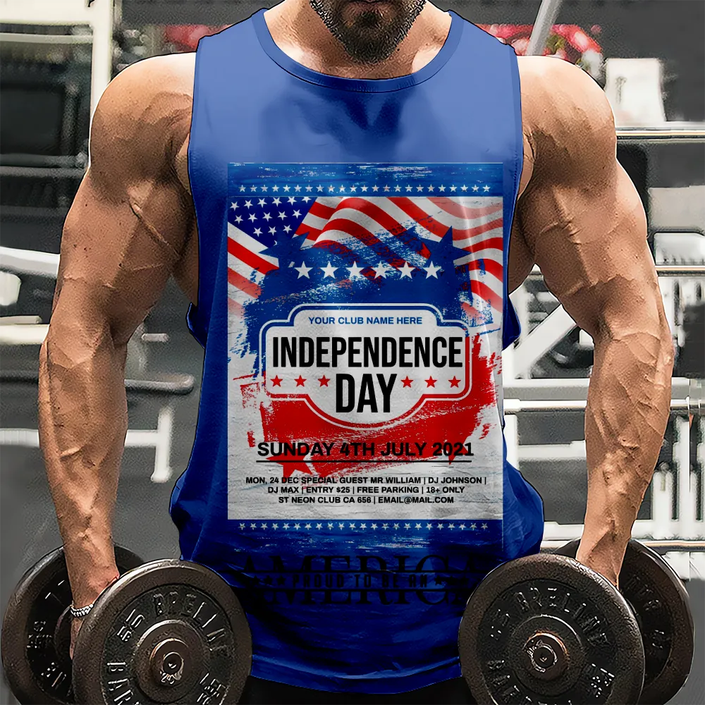 4th of July Men's Shirt Tank Tee American Flag USA Flag 4th of July Eagle Tank Top Sleeveless Tee Shirt(H055,100)