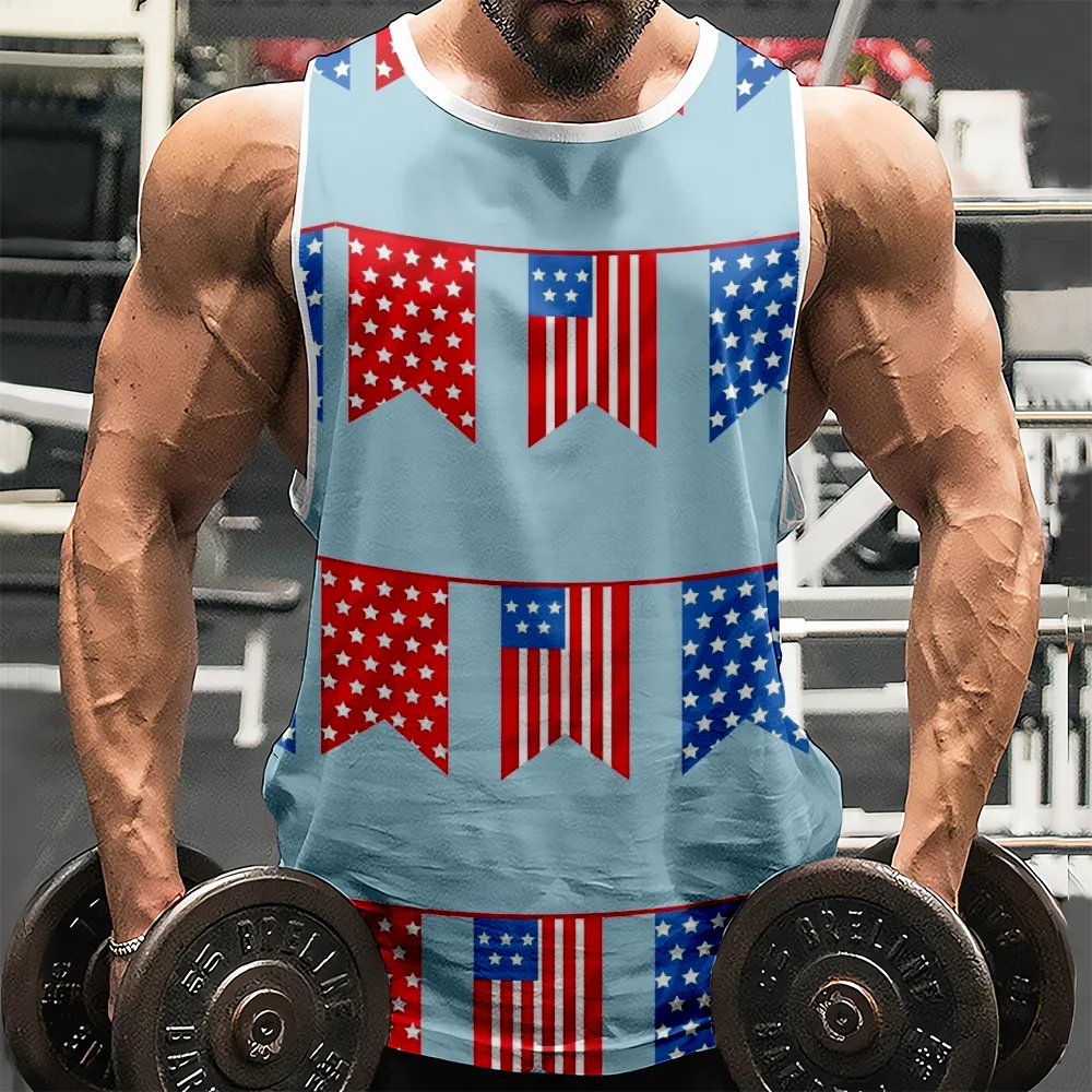 4th of July Men's Tank Tee American Flag USA Flag 4th of July Eagle Tank Tops Men for Gym Workout Party(H204,100)