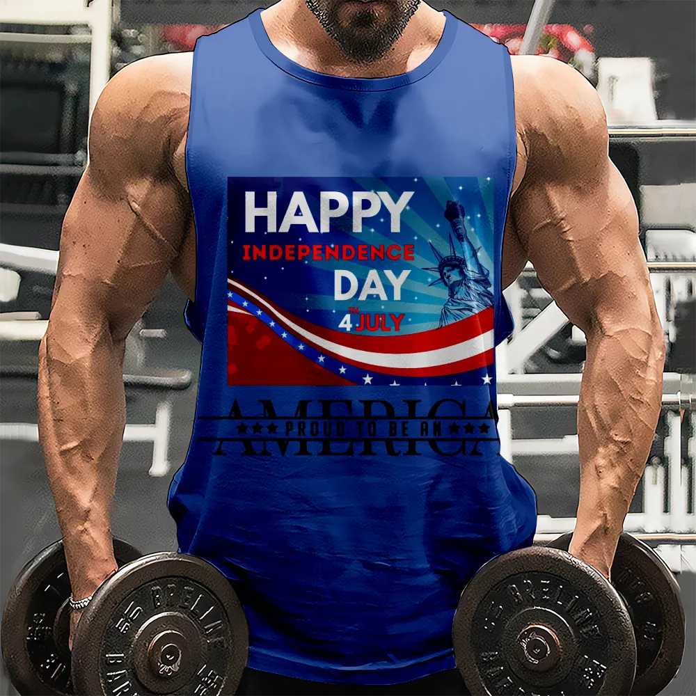 4th of July Men's Shirt Tank Tee American Flag USA Flag 4th of July Eagle Tank Tops Men for Gym Workout Party(H057,100)