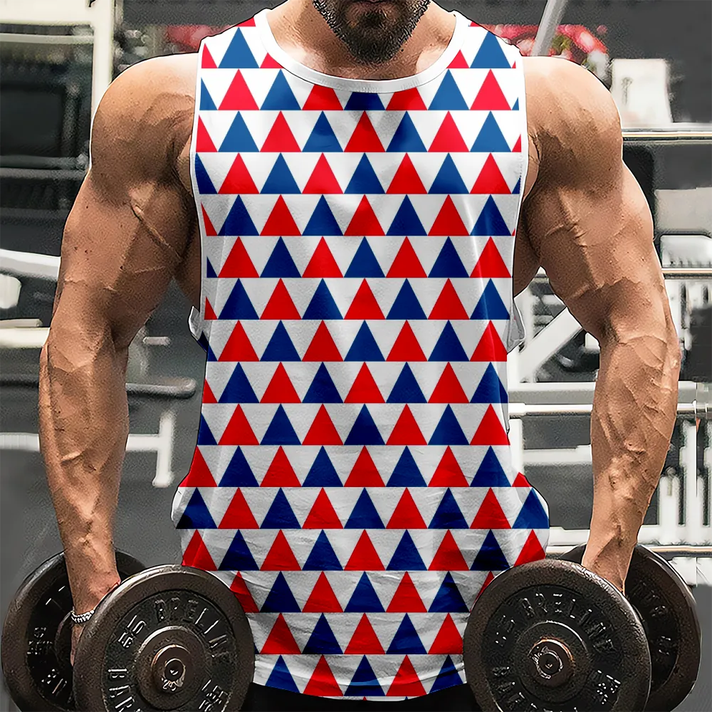 4th of July Men's Plus Size Tank Top Big And Tall Red Blue Stars Eagle USA Flag Shirts Mens Muscle Tank Top Sleeveless Graphic Gym Workout(H300,100)