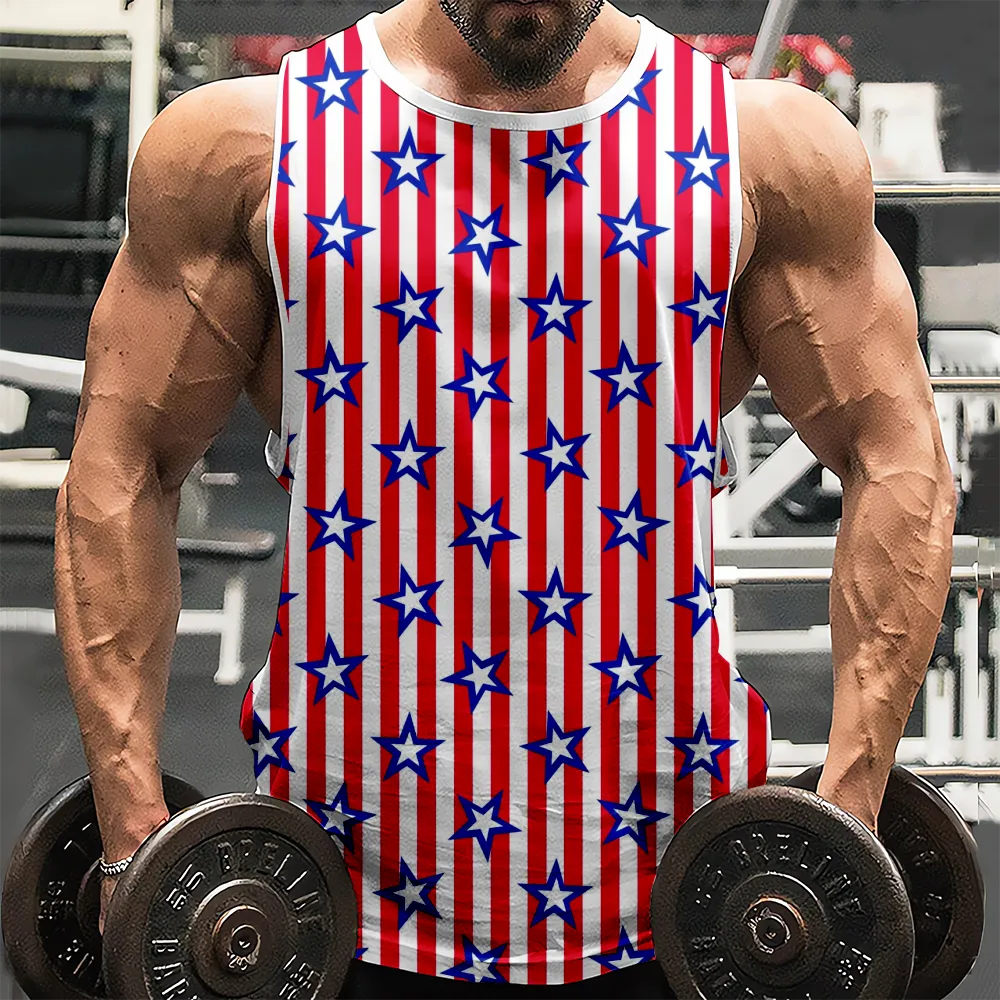 4th of July Graphic Sleeveless Muscle T-Shirt Red Blue Stars Eagle USA Flag Matching Family Tank Top(H404,100)