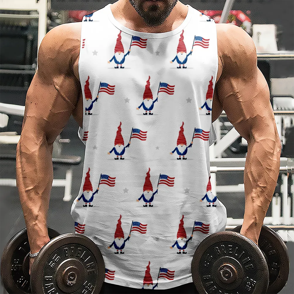 4th of July Round Neck Plus Size Comfortable Boys Tank Top American Flag USA Flag 4th of July Eagle Sleeveless T-Shirts Gym Fitness Vest for Men(H220,100)