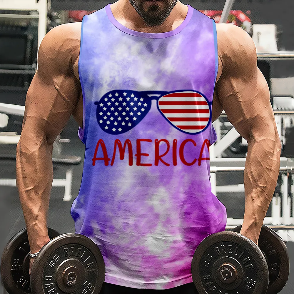 4th of July Tank Top Sleeveless Tee Shirt American Flag USA Flag 4th of July Eagle Tank Top Sleeveless Tee Shirt(H139,100)