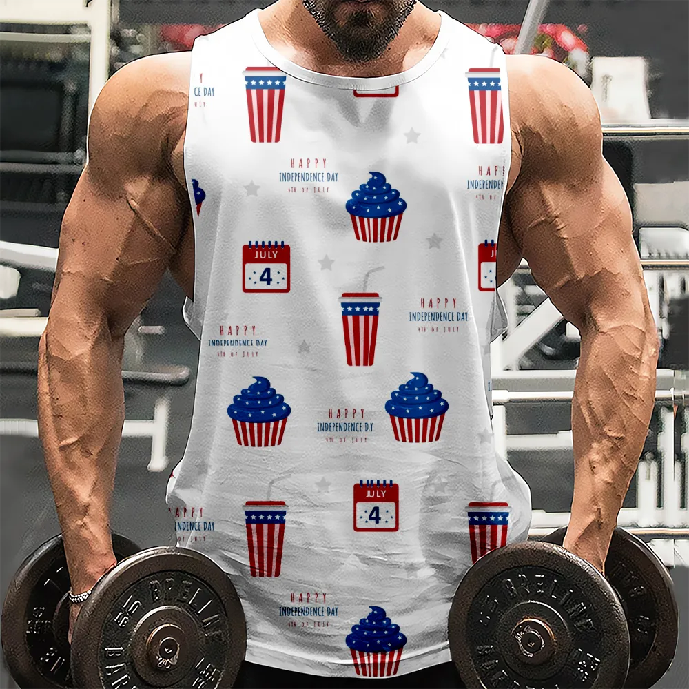 4th of July Round Neck Plus Size Comfortable Boys Tank Top American Flag USA Flag 4th of July Eagle Tank Tee American Flag Tank Tops for Men(H221,100)