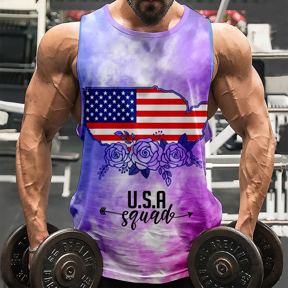 4th of July Tank Top Sleeveless Tee Shirt American Flag USA Flag 4th of July Eagle Tank Tops Men for Gym Workout Party(H141,100)