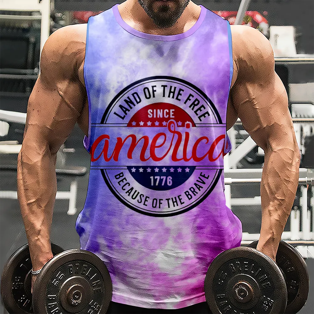 4th of July Tank Top Sleeveless Tee Shirt American Flag USA Flag 4th of July Eagle Summer Tops for Gym Workout Party(H144,100)