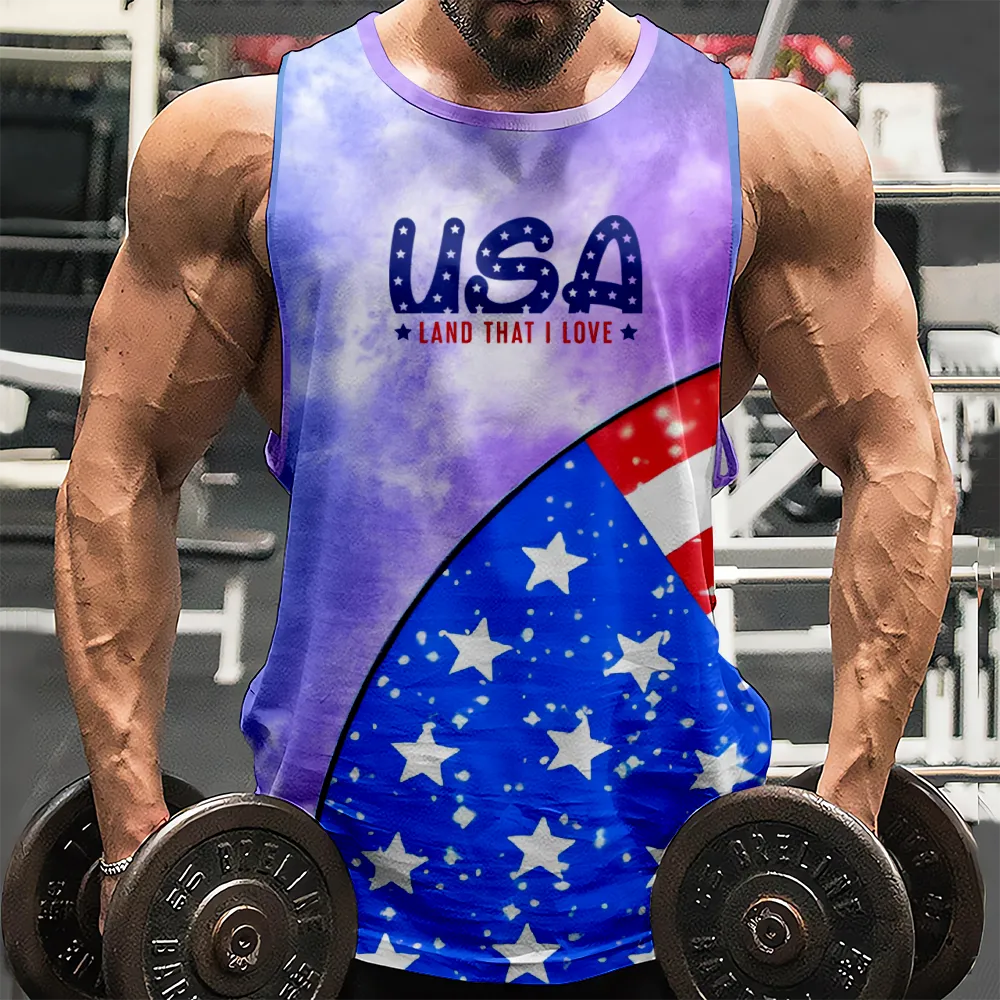 4th of July Graphic Sleeveless Tees Muscle Tanks Shirts American Flag USA Flag 4th of July Eagle Matching Family Tank Top(H153,100)