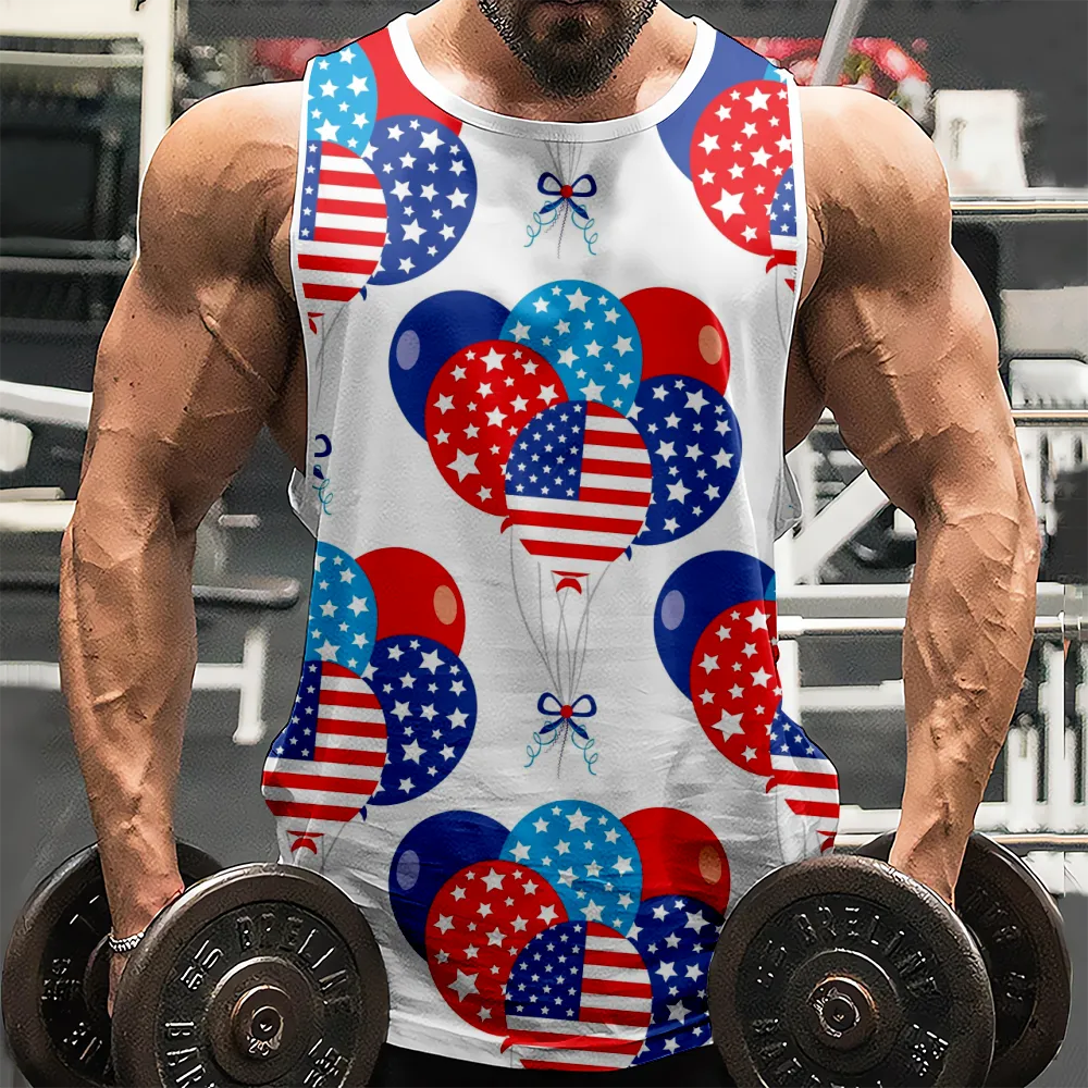 4th of July Sleeveless Shirt American Flag USA Flag 4th of July Eagle Shirts Sleeveless Muscle Tees(H239,6XL)