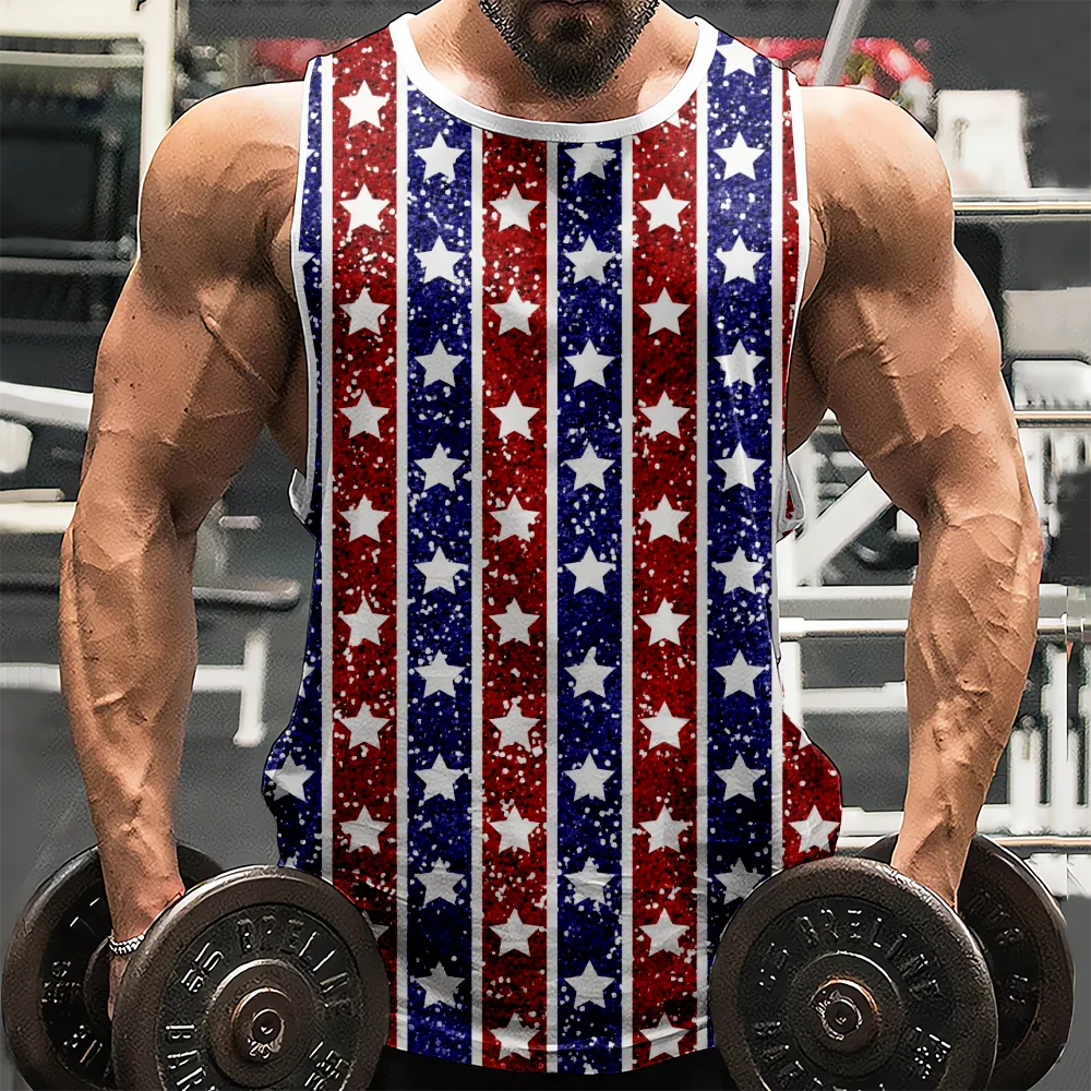 4th of July Graphic Sleeveless Tees Muscle Tanks Shirts American Flag USA Flag 4th of July Eagle Tank Tops Men for Gym Workout Party(H162,100)