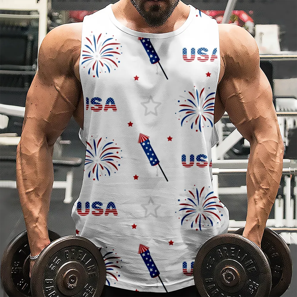 4th of July Sleeveless Shirt American Flag USA Flag 4th of July Eagle Tank Tops Sleeveless Gym Muscle Workout Tee Tank Top(H245,100)