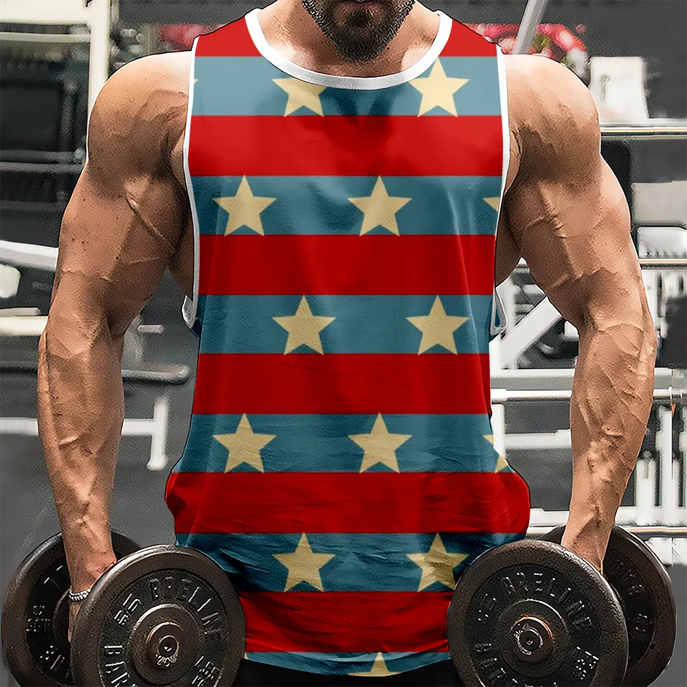 4th of July Muscle Tank Top Shirt American Flag USA Flag 4th of July Eagle Sleeveless T-Shirts Gym Fitness Vest for Men(H262,100)