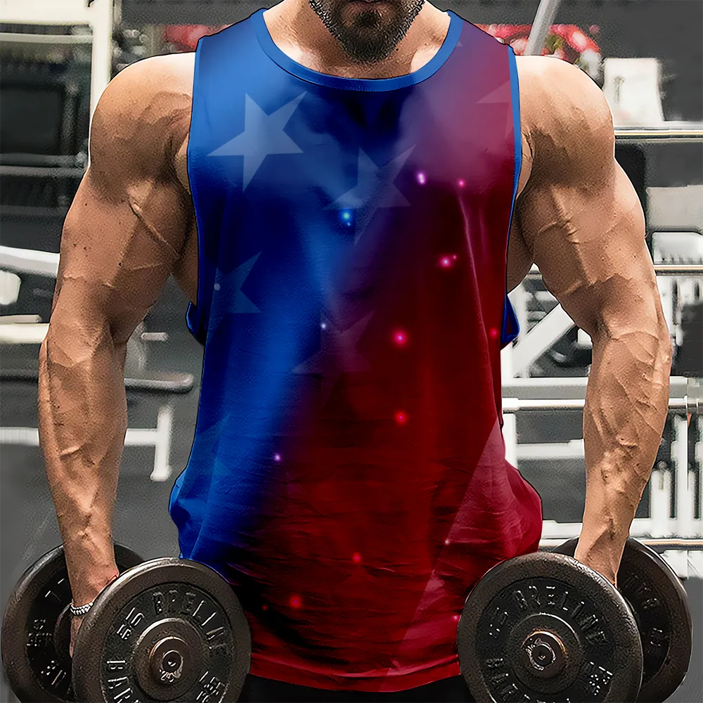 4th of July Graphic Sleeveless Tees Muscle Tanks Shirts Red Blue Stars Eagle USA Flag Matching Family Tank Top(H446,100)