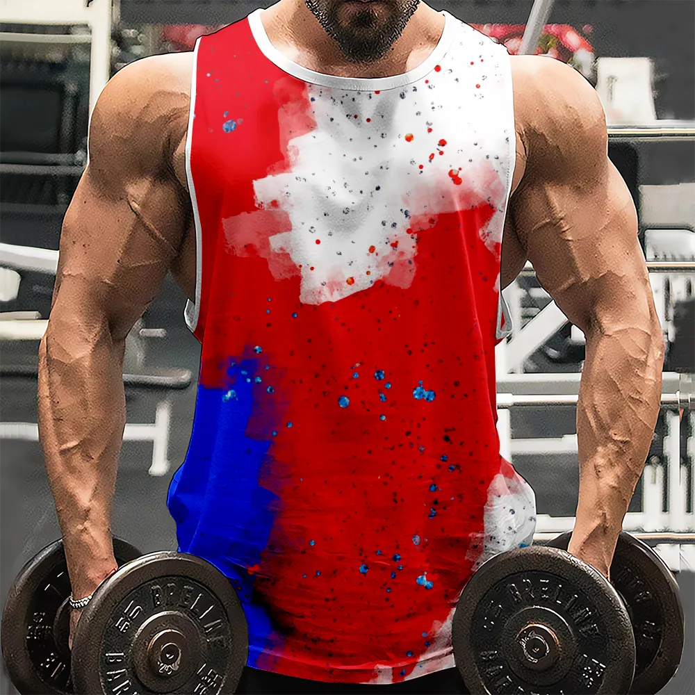 4th of July Graphic Sleeveless Tees Muscle Tanks Shirts Red Blue Stars Eagle USA Flag Tank Tops Men for Gym Workout Party(H455,100)