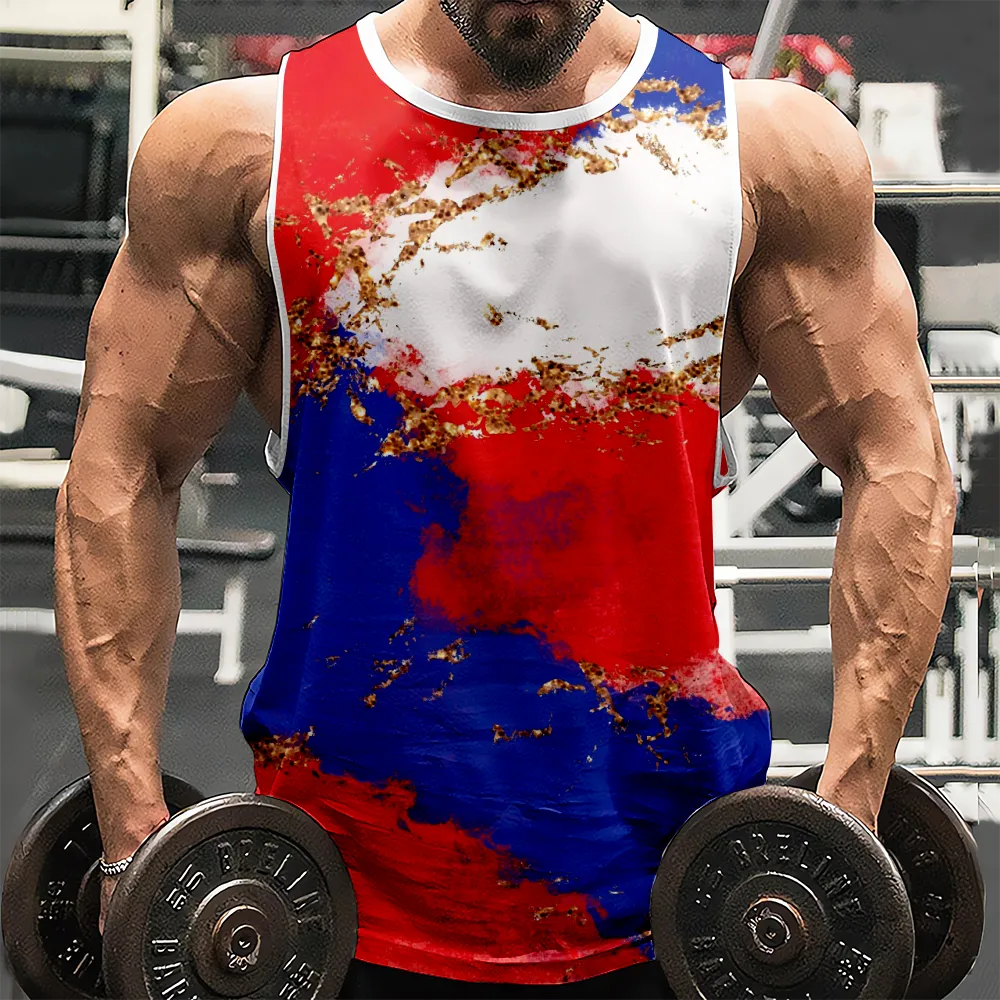 4th of July Graphic Sleeveless Tees Muscle Tanks Shirts Red Blue Stars Eagle USA Flag Vintage Tank Top for Gym Workout Party(H460,100)