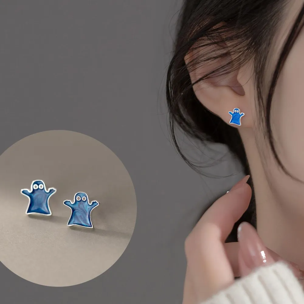 Cartoon Korean Cute Epoxy Little Ghost Stud Earrings