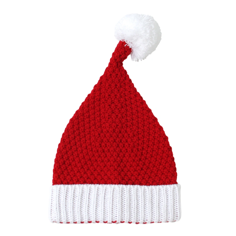 Red White Santa Claus Hat, Adults Kids Knit Christmas Hat with Bobble Decor for Christmas Party