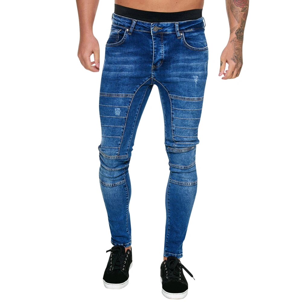 Men Skinny Jeans Fashion Ripped Motorcycle Jeans Denim Pants Spring Fall Casual Leggings Trousers with Pockets