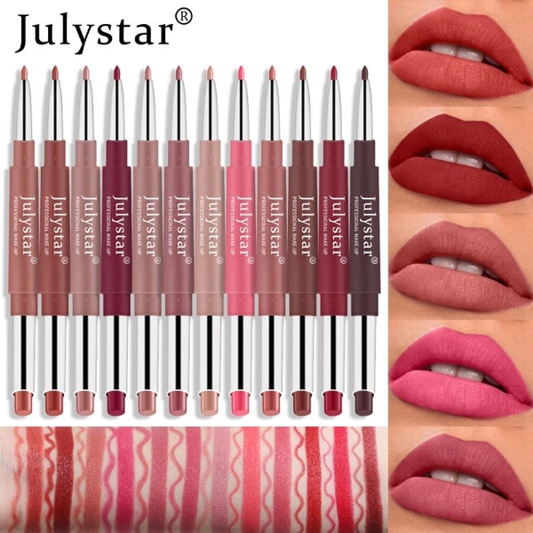 Beauty Multi-color Rotating Lipstick Lip Pencil Does Not Fade Double-headed Pink Lip Liner.