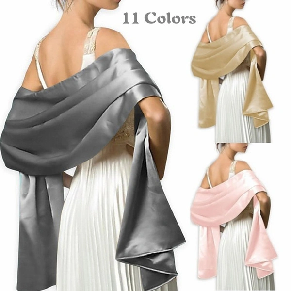 Elegant Women Satin Silk Scarf Evening Party Wrap Shawl Bridal Wedding Scarves(11 Colors)