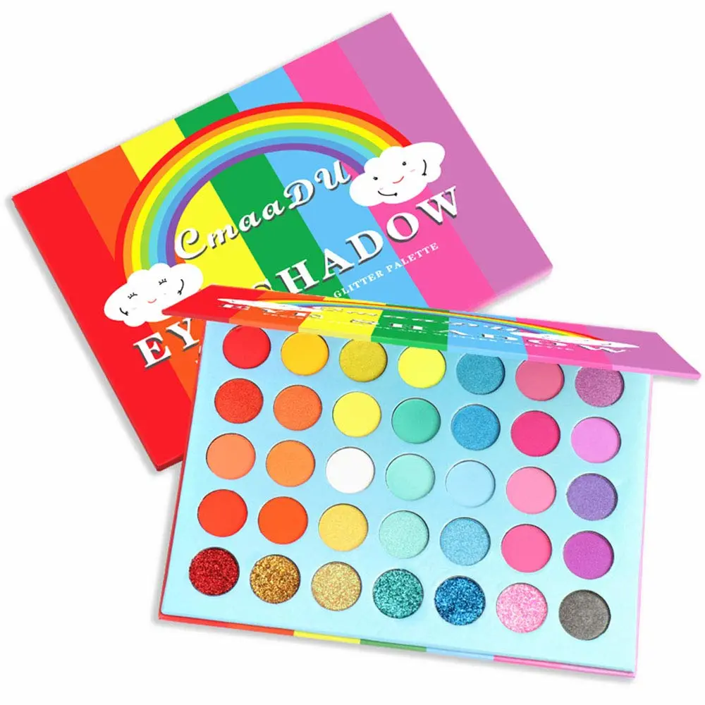 35 Rainbow Colors Eyeshadow Palette Matte and Glitter High Pigment Eye Shadow Power Brights Colorful Eye Cosmetic Makeup Pallet(35 Colors)