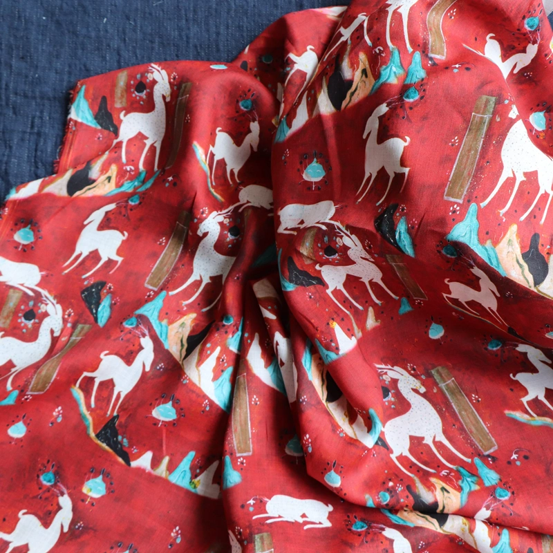 Dunhuang Nine Color Deer High Density Pure Ramie Fabric