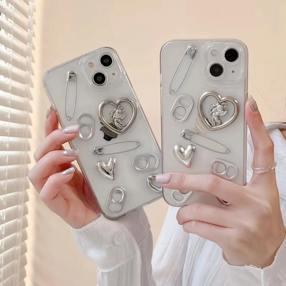 Transparent Epoxy Phone Case Three-dimensional Love X Lens All-inclusive Protective Cover