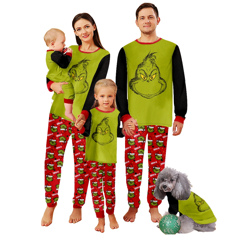 Grinch Family Matching Pajama Set Adult - Kid, Toddler, pet Costumes