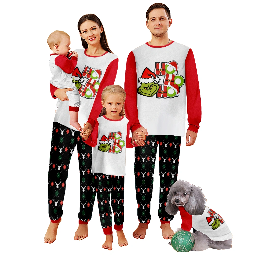 Grinch Family Matching Pajamas Christmas Jammies Clothes Cotton Holiday Sleepwear Sets Long Sleeve