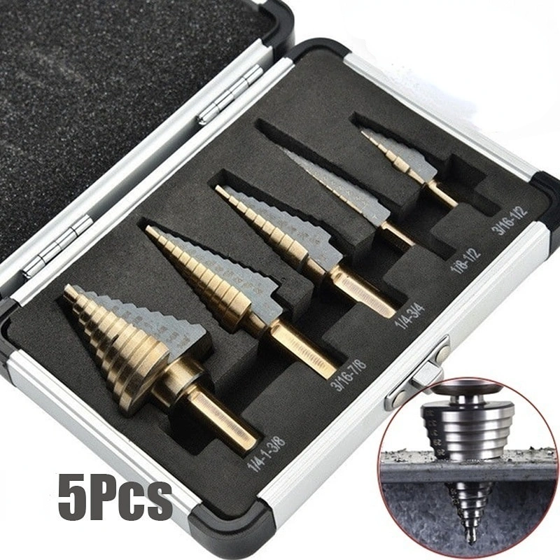 4241 Cobalt Hole Multiple Step Drill Set Tools Aluminum Case Metal Drilling Tool