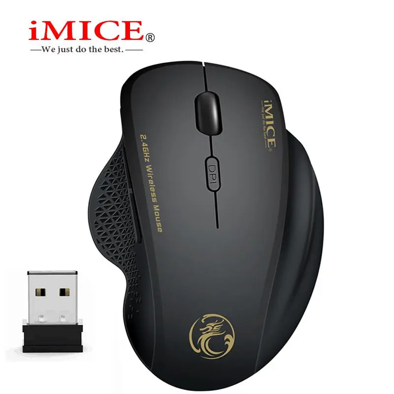 iMICE Wireless Mouse Ergonomic Computer Mouse PC Optical Mause with USB Receiver 6 Buttons 2.4Ghz Wireless Mice 1600 DPI For Laptop