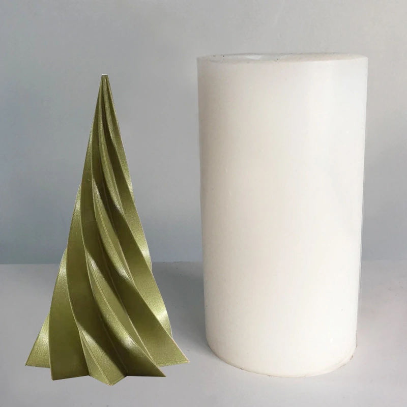 Christmas Spiral Christmas Tree Aromatherapy Candle Silicone Mold Cone Christmas Tree Epoxy Plaster