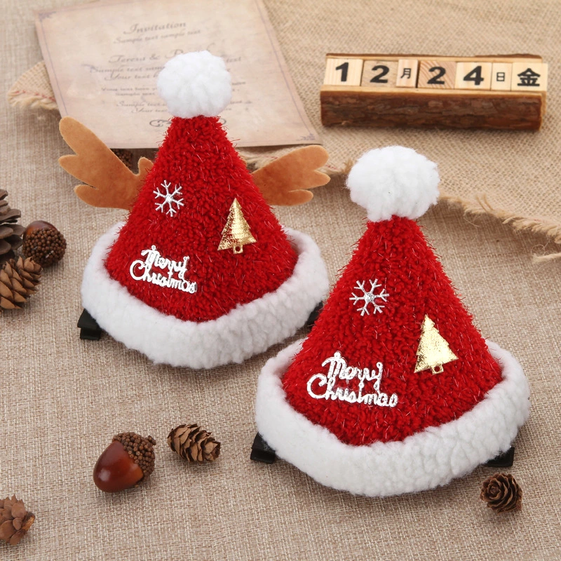 Cute Plush Christmas Hat Hairpin Headdress