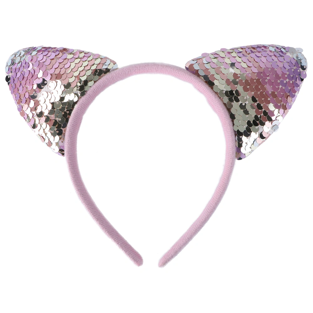 1Pc Cat Ears Headband Girls Hair Glittering Headdress for Halloween