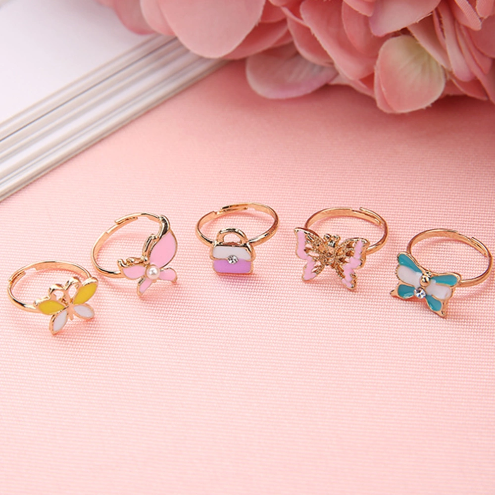 36Pcs Cartoon Kids Rings Finger Ring Girls Jewelry Toys Party Supplies for Kids Girls Mixed Style and Colors Pink