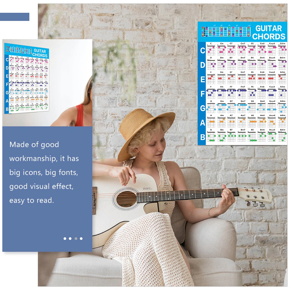 Guitar Chord Practice Chart Guitar for Beginners Kids Ukulele Fingering Guide Chart