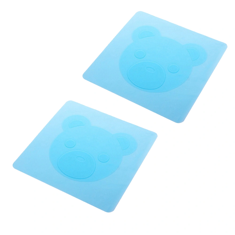 2pcs Cartoon Bear Silicone Bowl Covers Stretch Food Saver Wraps Reusable Expandable Food Lids (Blue)