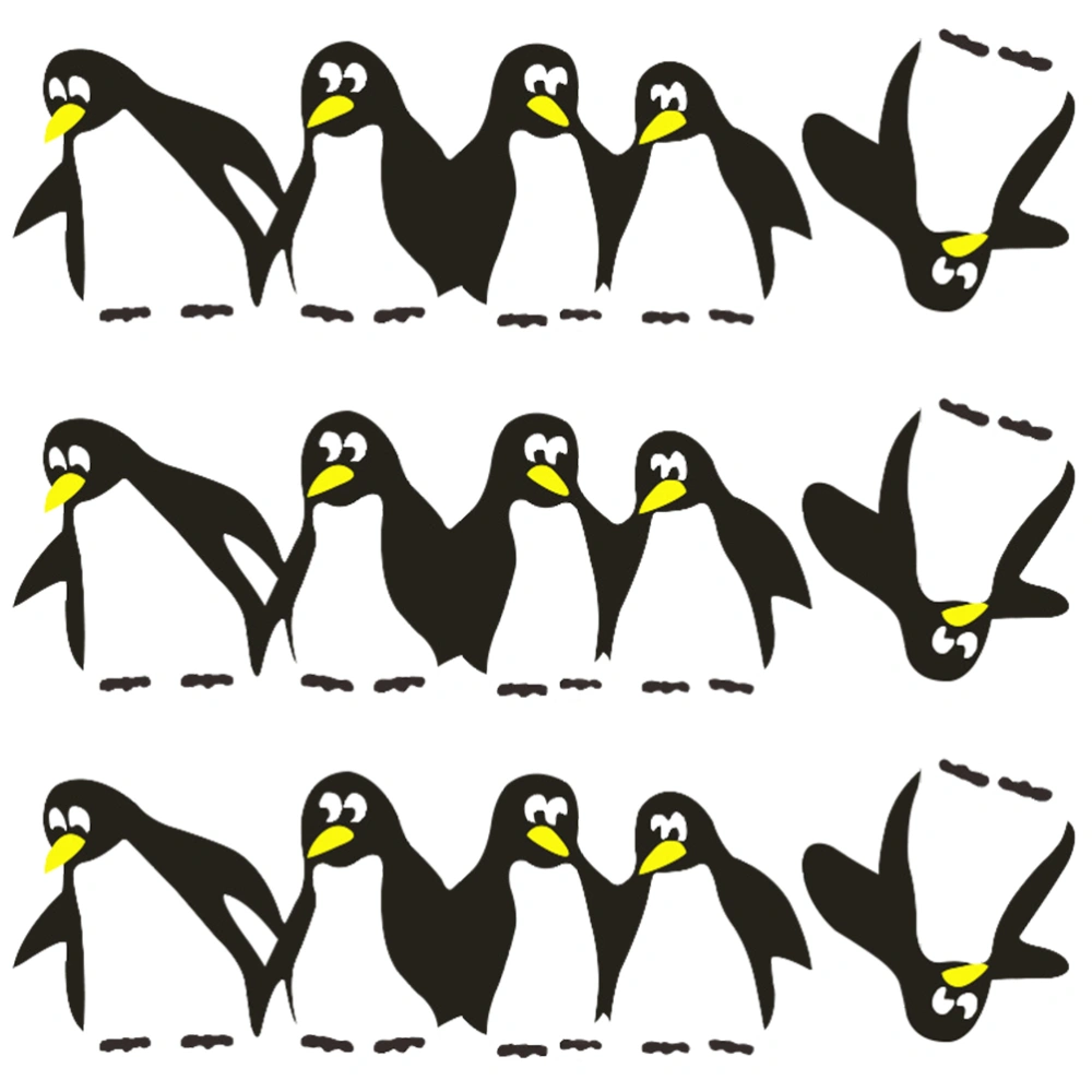 3pcs Penguins Fridge Sticker Self Adhesive Kids Nursery Bedroom Wall Decor