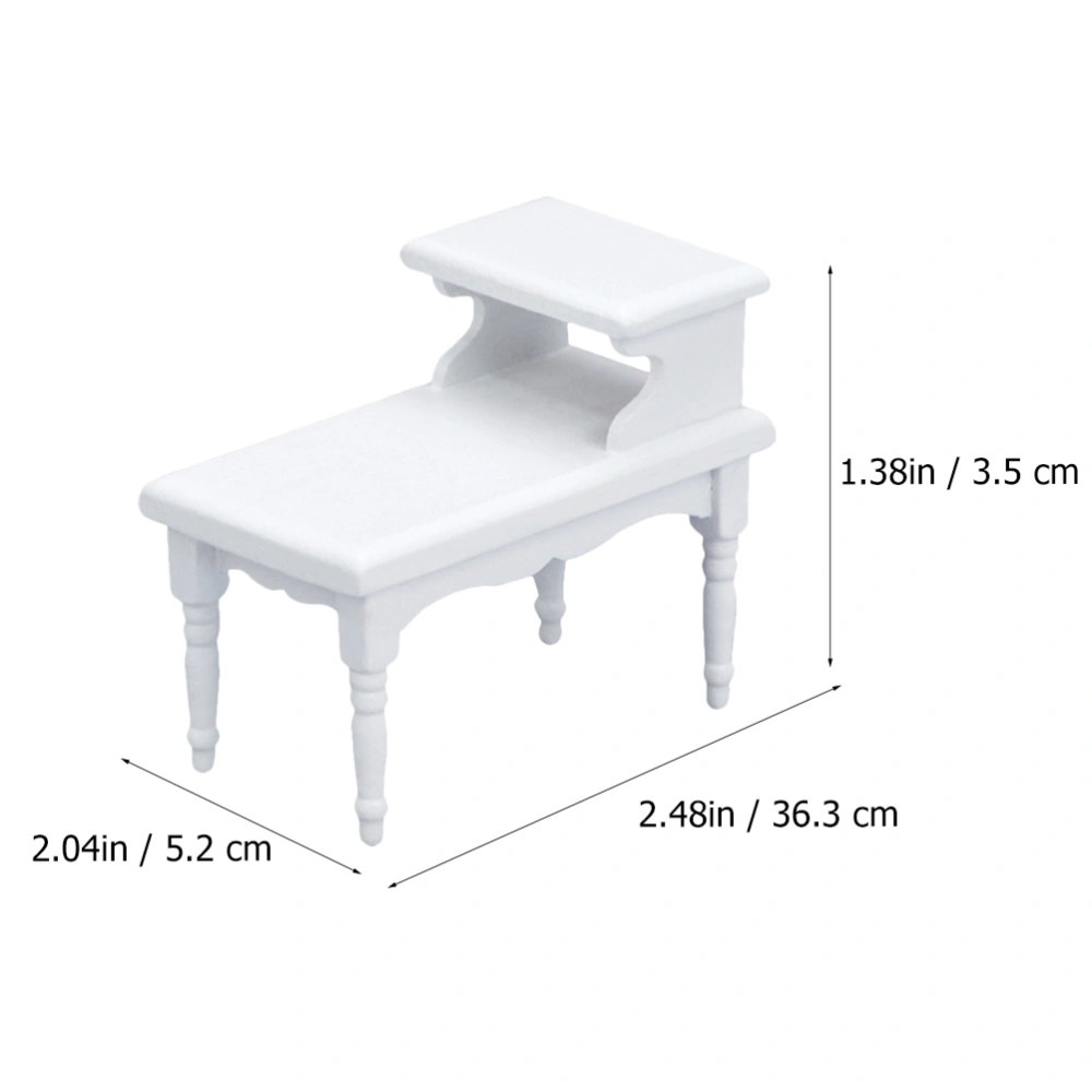 1Pc Miniature Wooden Tea Table Simulation Durable Mini House Accessory White