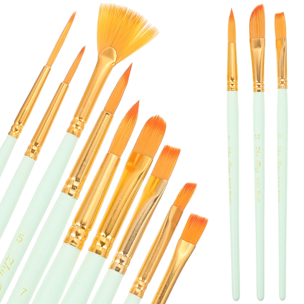 12Pcs Professional Paint Brushes Watercolor Painting Brushes Portable Acrylic Oil Painting Brushes