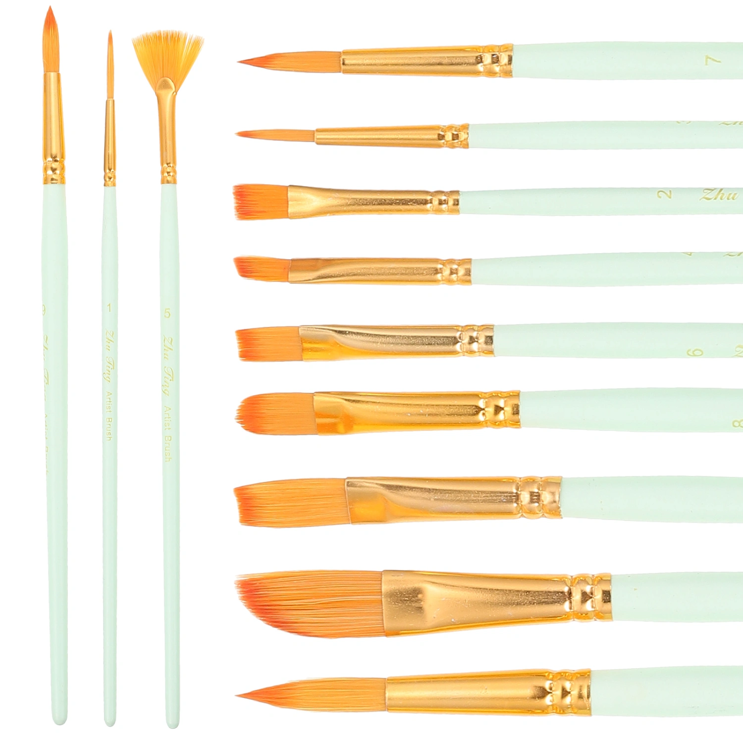 12Pcs Professional Paint Brushes Watercolor Painting Brushes Portable Acrylic Oil Painting Brushes