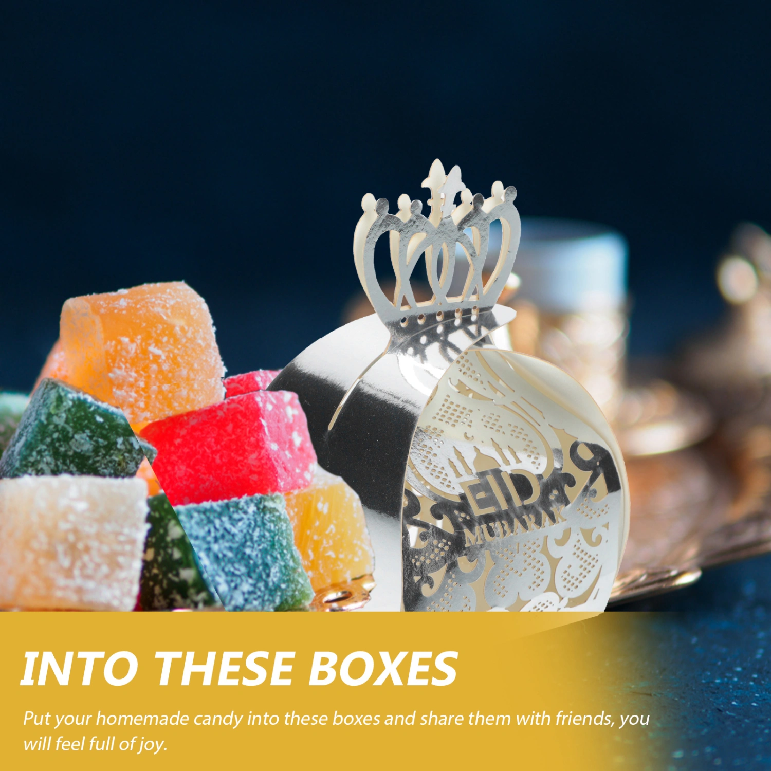 6pcs Candy Paper Boxes Lovely Eid Mubarak Candy Storage Cases Snack Gift Boxes
