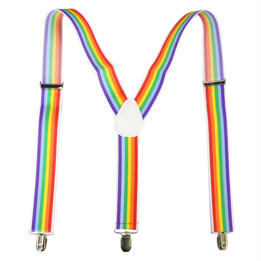 2pcs in 1 Set 2.5cm Dark Rainbow Suspenders Set Colorful Bow Tie Decoration Rainbow Tie Dress up Supplies Favors Accessories for Adult