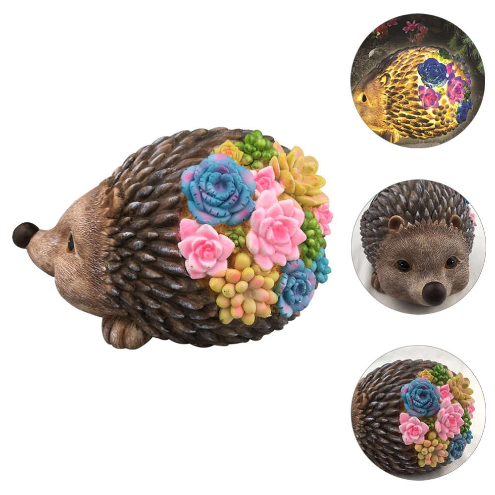 Resin Hedgehog Garden Lamp Adornment Solar Powered Animal Garden Decorative Lamp