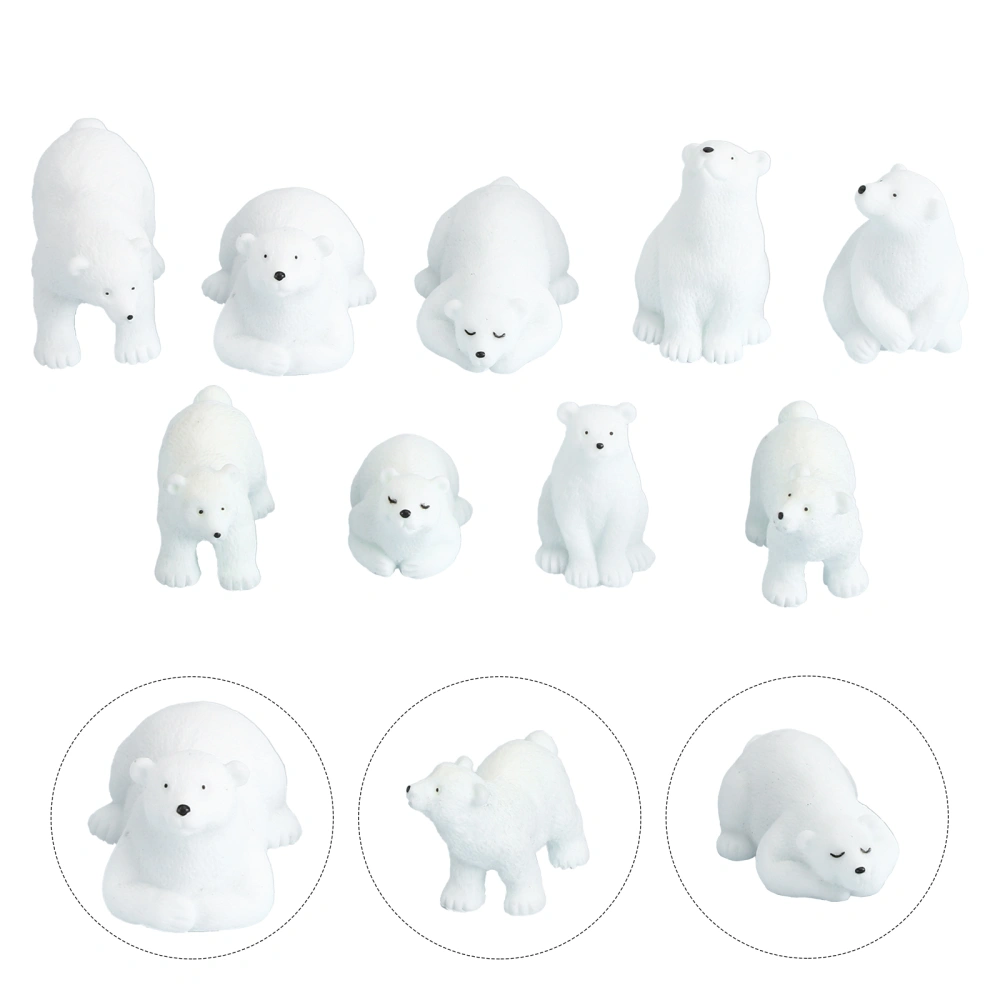 9pcs Mini White Bear Adornments Scene Decors Small Polar Bear Adornments