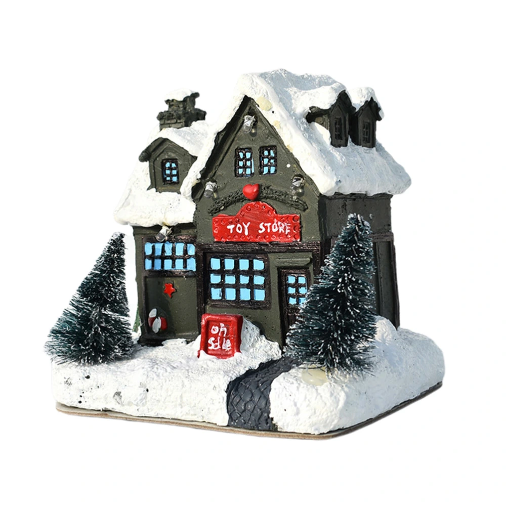 Christmas Glowing House Ornament Creative Resin House Pendant Home Furnishings Decorative LED Crafts Lodge without Battery