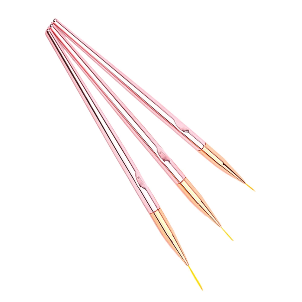 3Pcs Rose Gold Dotting Painting Drawing Liner Polish Brush Tool Nail Art Pen Brush Pen Tools Striping Liner Salon Tool