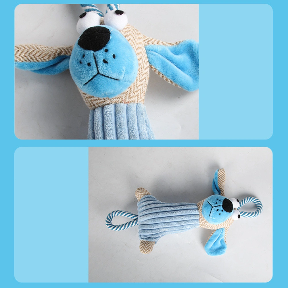 Plush Pet Toys Supplies Cartoon Pet Dog Toys Plush Dog Toys Squeaky Dog Chew Toys for Small Dogs (Blue)