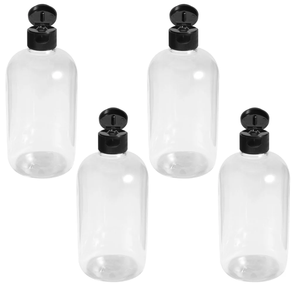 4pcs 350ML Plastic Empty Bottle Lotion Refillable Bottles Multifunctional Dispenser with Lid for Travel Cosmetic Disinfection Water