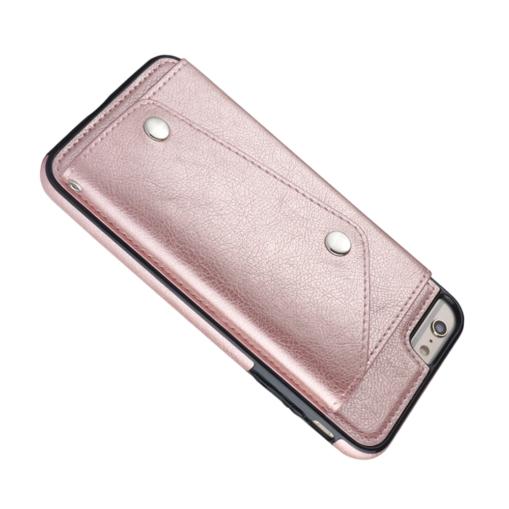 Phone Cover Slot Drop Resistance Protective Multi-fonction Stand Phone Case Shell for iPhone 6/6S PLUS (Rose Gold)